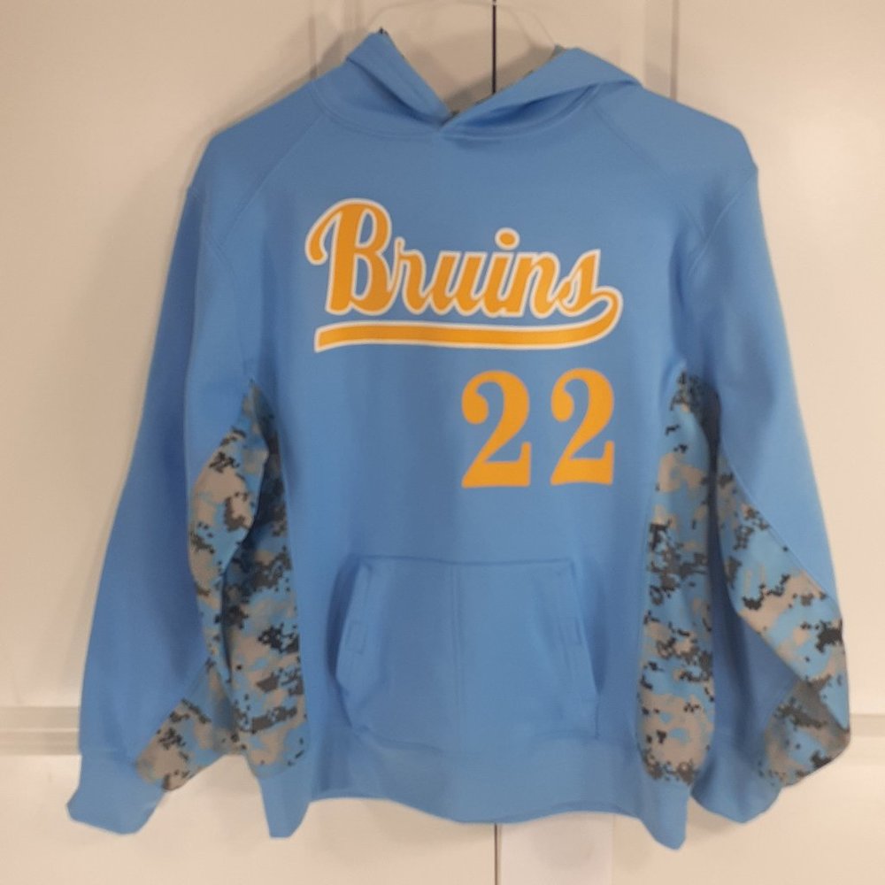 Bruins 22 Light Blue and Gold  (Bager Sports Manufacturer) Youth LG Hoodie
